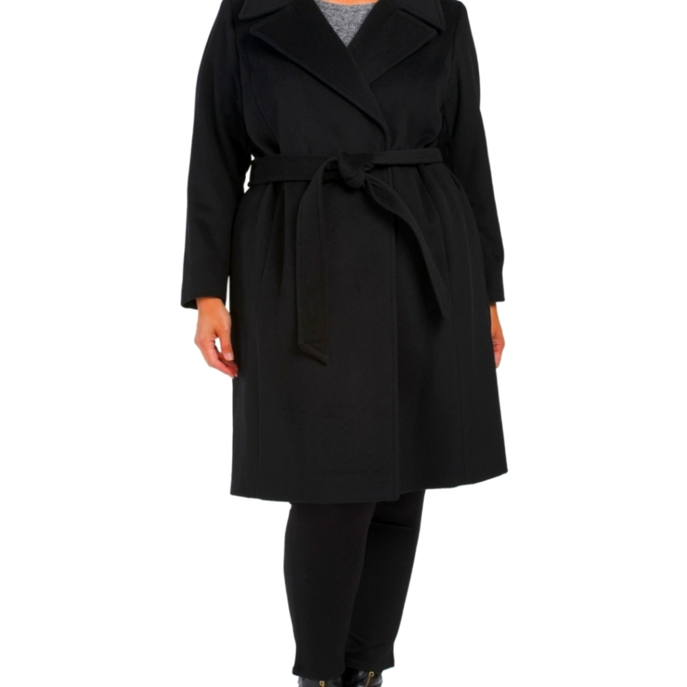 NWT Anne Klein belted wrap wool coat
